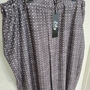 lily by firmiana 4xl Women's Pants White Polkadot Grey Dress Casual Pull-on NWT